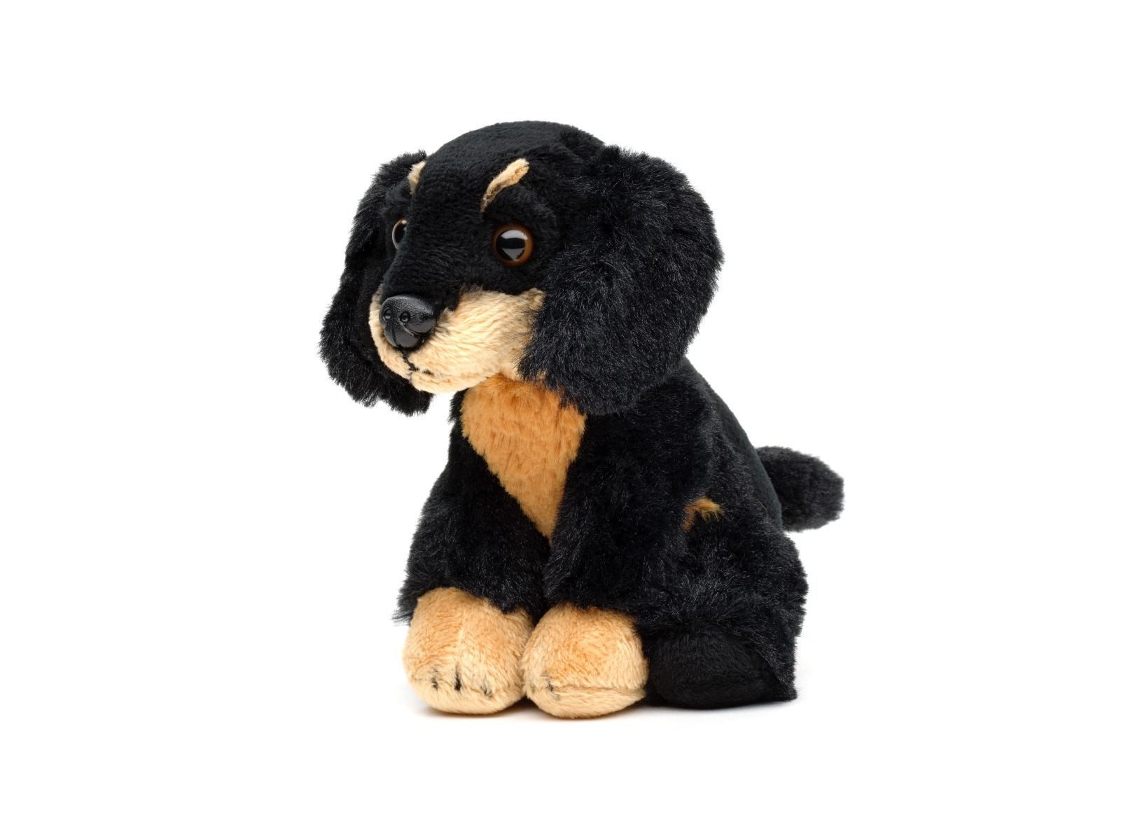 Teddys Rothenburg Kuscheltier Dackel 13 cm sitzend Hund schwarz-braun Uni-Toys