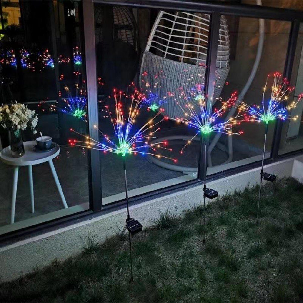 4 Solarlampe Lichter, Solar Auffahrt LED Stück für 2 Feuerwerk für Garten, Modi Außen Wege Solarleuchten, LED Solarleuchte integriert, Bunt, Hof Gartendeko Solarlampen Terrasse Aussenleuchte, Brautparty Veranda, LETGOSPT Licht Gartenleuchten fest Balkon LED Hochzeit Feuerwerk Deko Mehrfarbig Fest