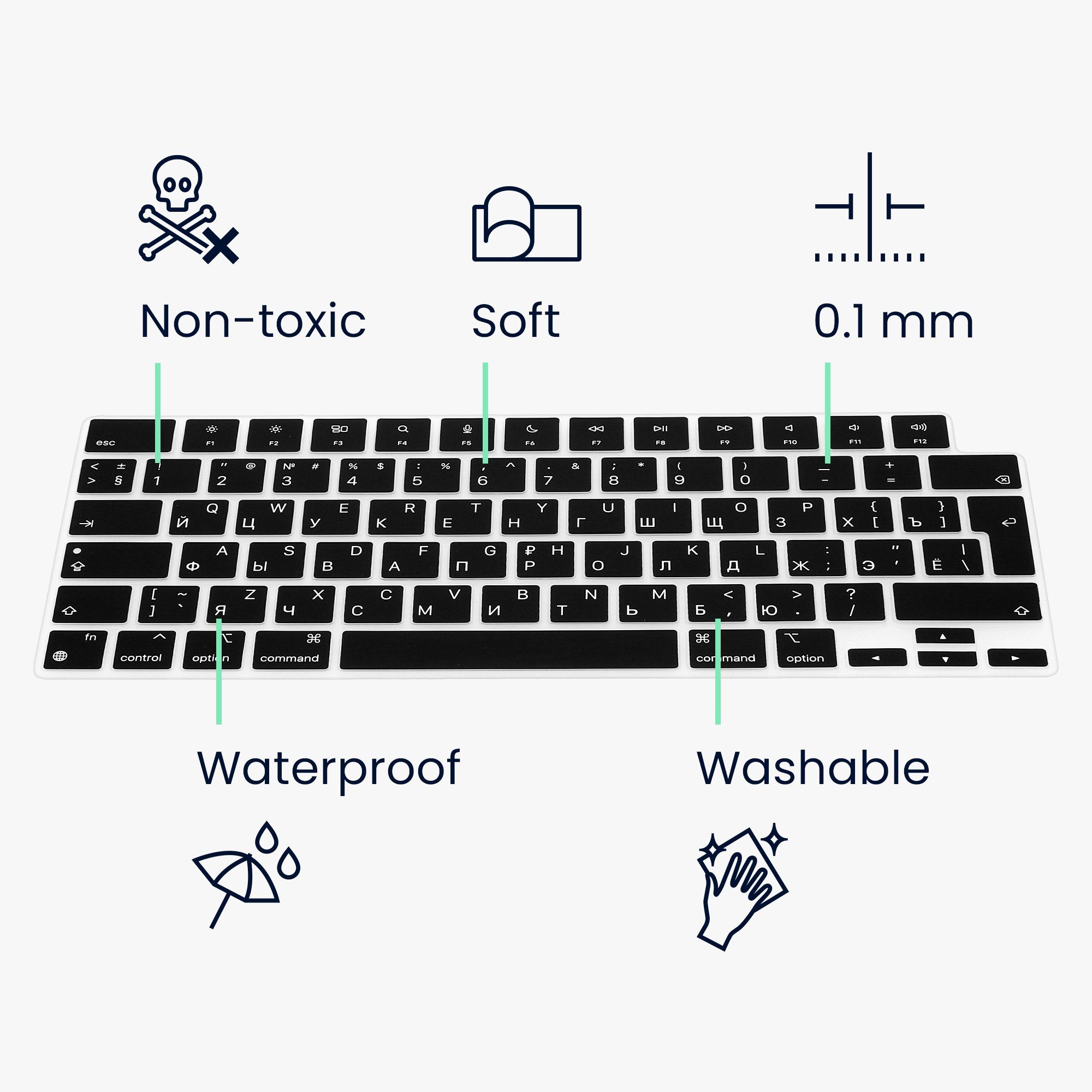 kwmobile Etui Silikon Tastaturschutz für Apple MacBook Pro 14" (2021) A2442, QWERTY US Keyboard Cover Abdeckung - Schwarz
