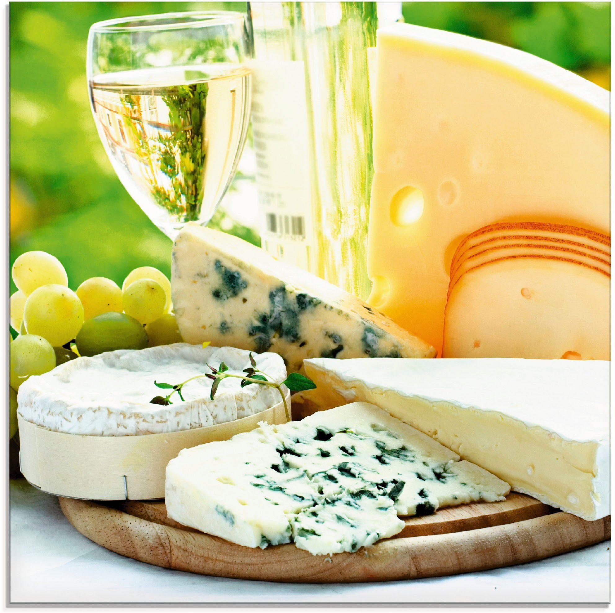 Artland Glasbild Käse & Wein, Lebensmittel günstig online kaufen