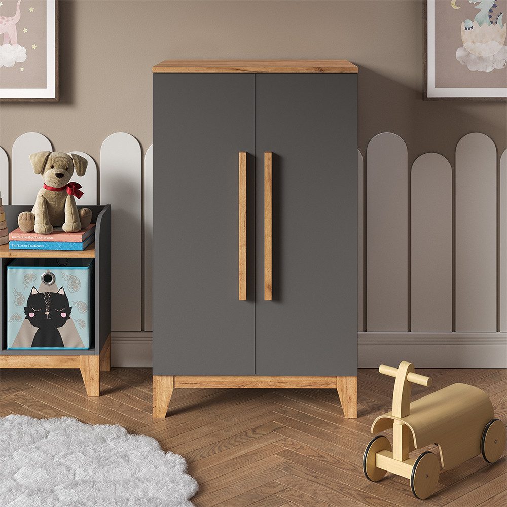 VitaliSpa® Kleiderschrank Malia, Grau/Artisan/Artisan, 70 x 120 cm (1-St)