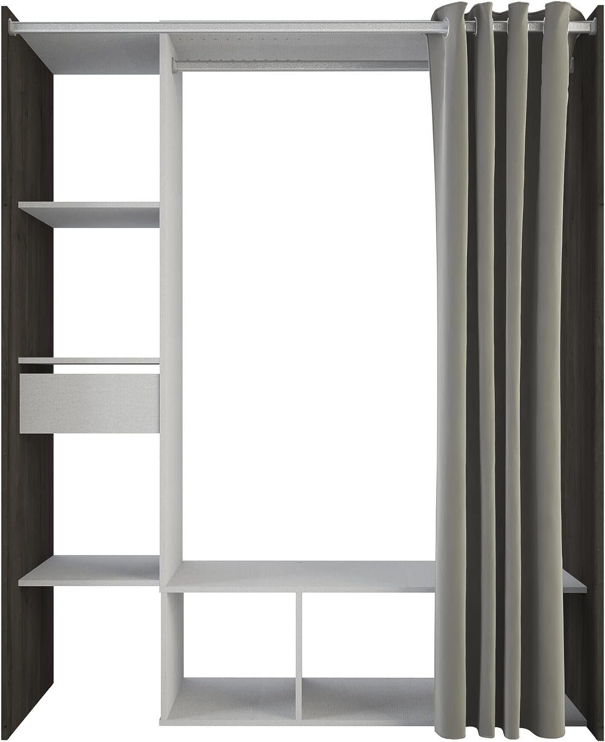 habeig Vorhang #667 Schrank variabel Kleiderschrank inkl. Kleiderschrank Breite begehbar in offen Vorhang