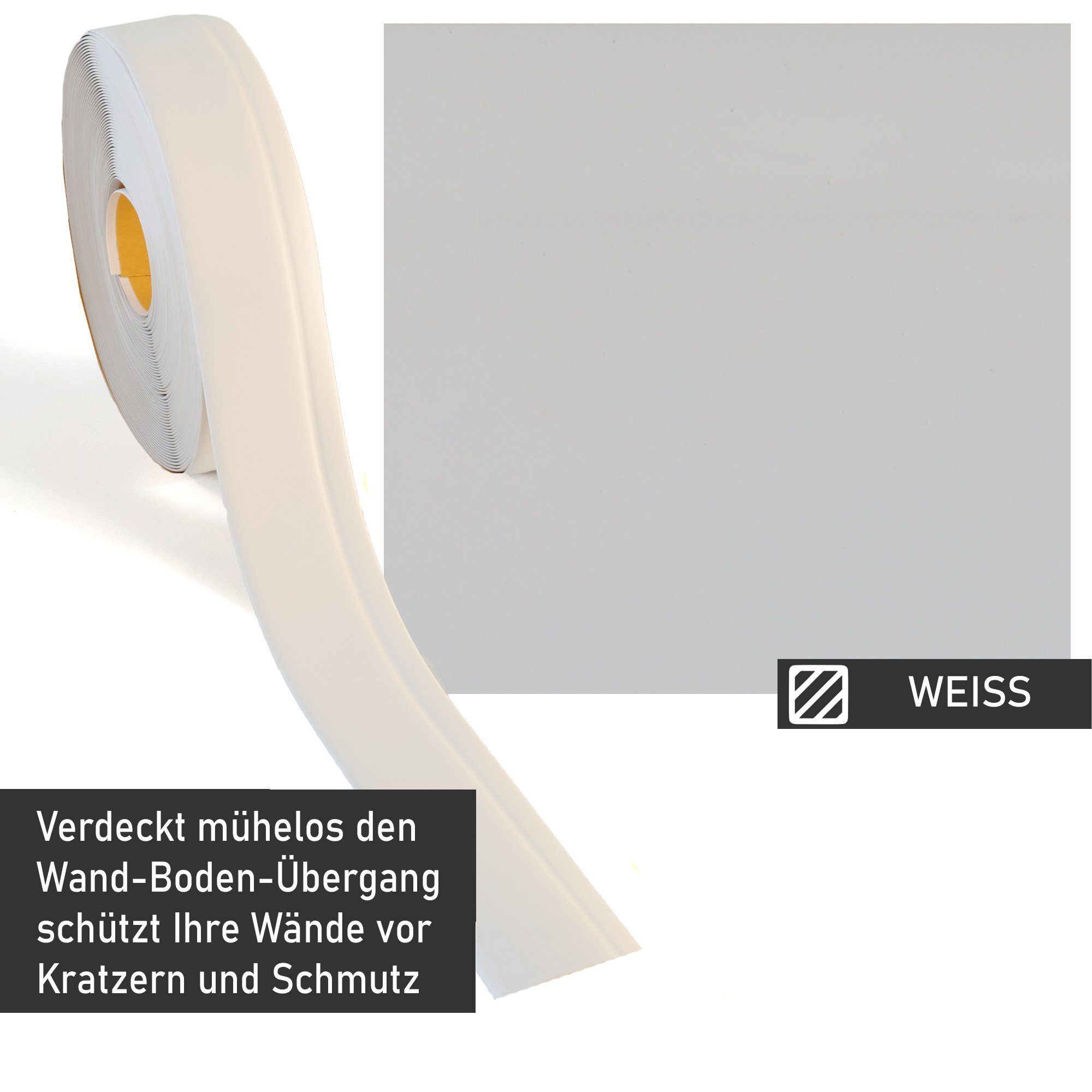 Lemodo Sockelleiste Weichsockelleiste selbstklebend, L: 500 cm, 1-St., Weichsockelleiste, Winkel, 50mm, flexibel, selbstklebend