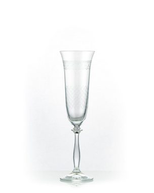 Crystalex Sektglas Royal mit unterschiedlichen Ornamenten, Kristallglas, Kristallglas, 6 Gläser mit verschiedenen Ornamenten, Pantografie