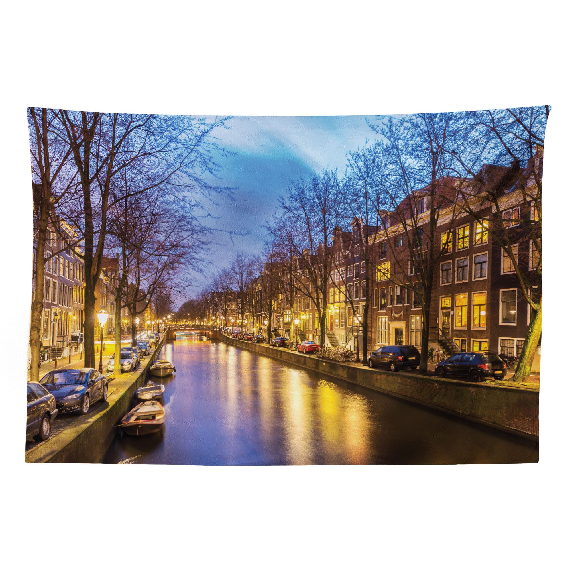 Abakuhaus Wandteppich aus Weiches Mikrofaser Stoff Für das Wohn und Schlafzimmer, rechteckig, Amsterdam Stadt Canals West Side