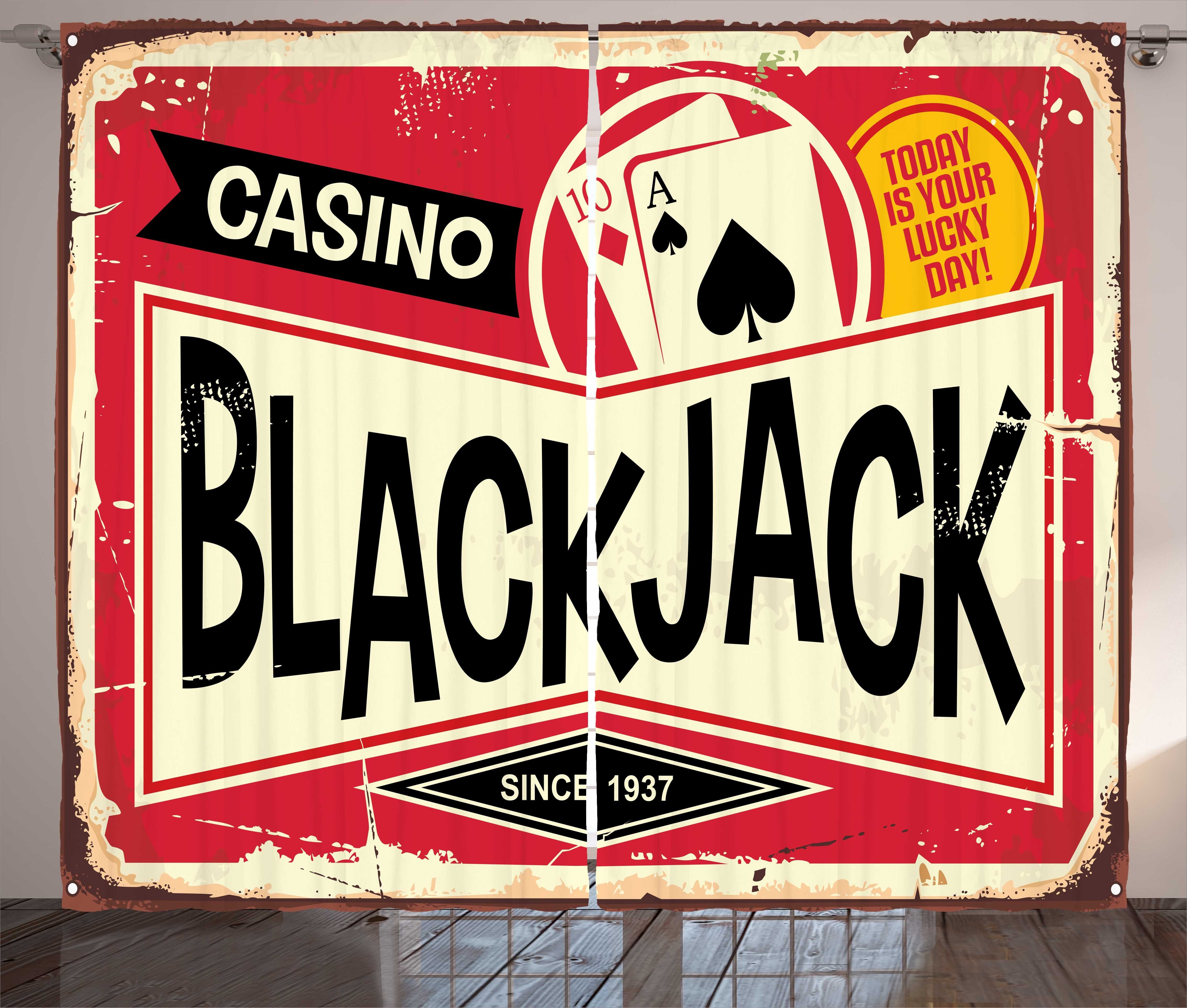 Gardine Schlafzimmer Kräuselband Vorhang mit Schlaufen und Haken, Abakuhaus, Poker Casino Sign Blackjack Zeige