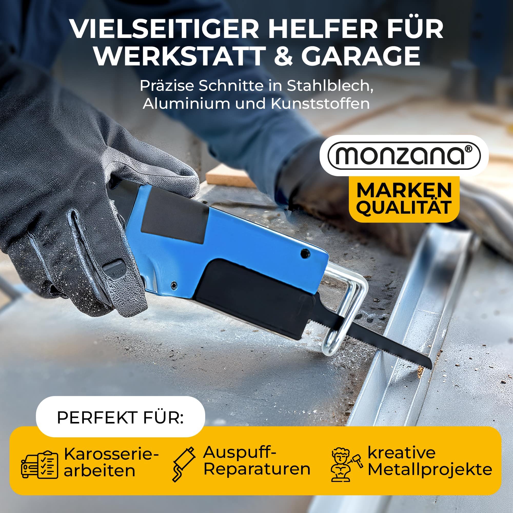 monzana Säbelsäge DBDL005, 6 Sägeblätter Blechsäge Druckluftsäge Karosseriesäge Stichsäge