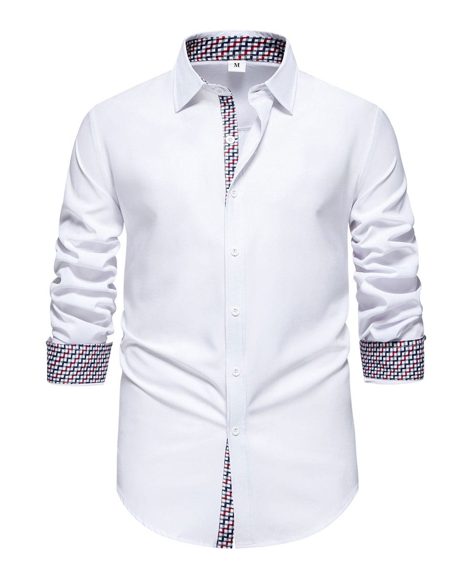 Allthemen Langarmhemd mit stylischen Gingham-Kontrastdetails günstig online kaufen