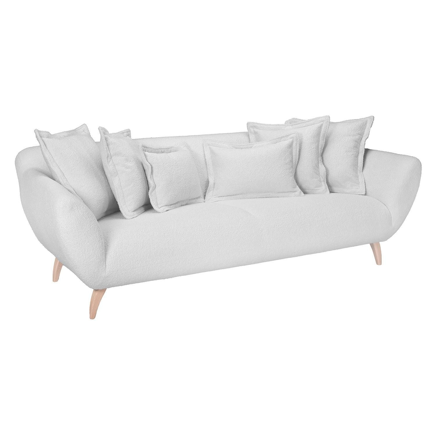 LIV'IN Big-Sofa PATRAS, Weiß, Webstoff, Holzfüße, mit Kissen, B 235 x H 80 x T 108 cm