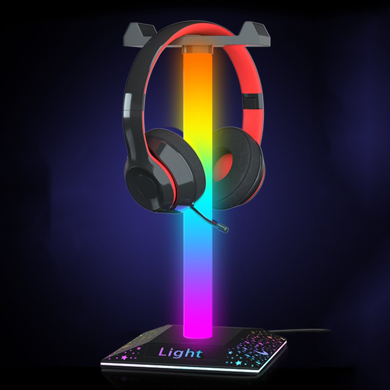 LED Lichtleiste Kopfhörer-Halter, RGB, 10 Farbmodi, Typ-C, für Gamer Spielzimmer