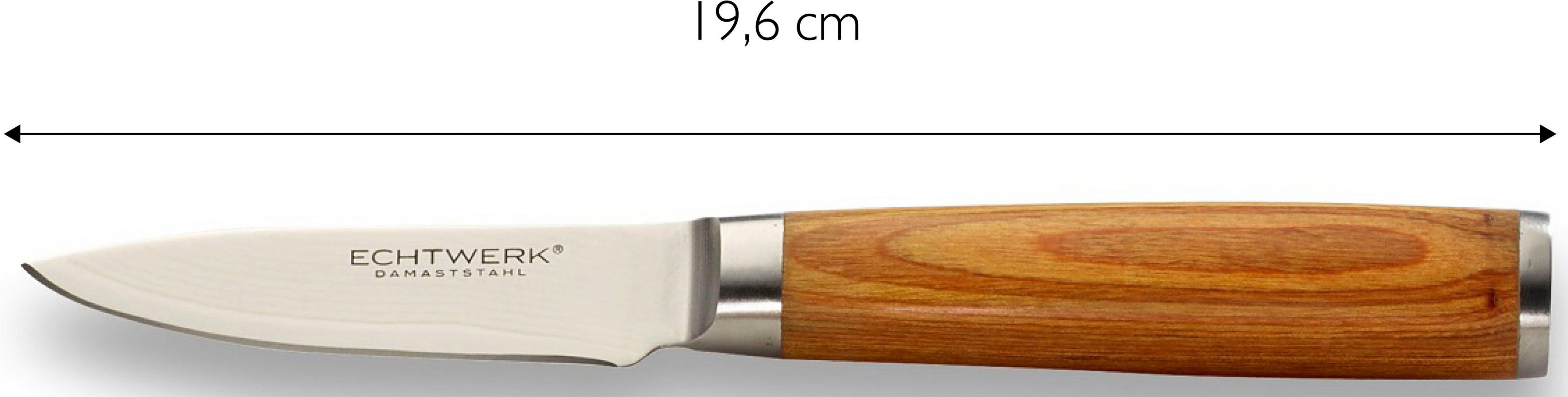 ECHTWERK (Set, mit Holzgriffen natürlicher Messer-Set in Küchenmesser-Set Optik 3-tlg), Damaszener