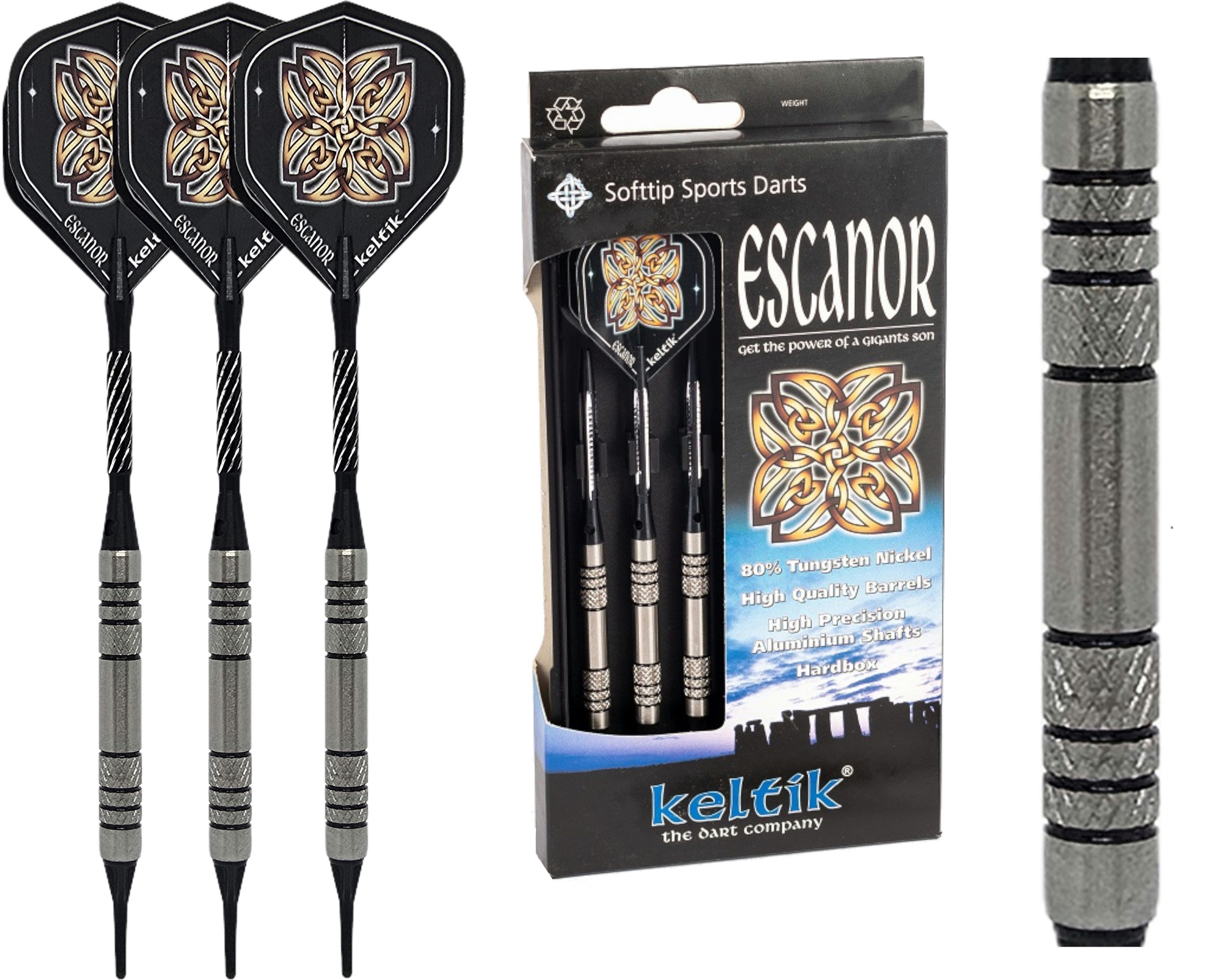 Softdarts Softdart Soft Dart Pfeile Keltik Escanor in 16g + 18g - 80% Tungsten