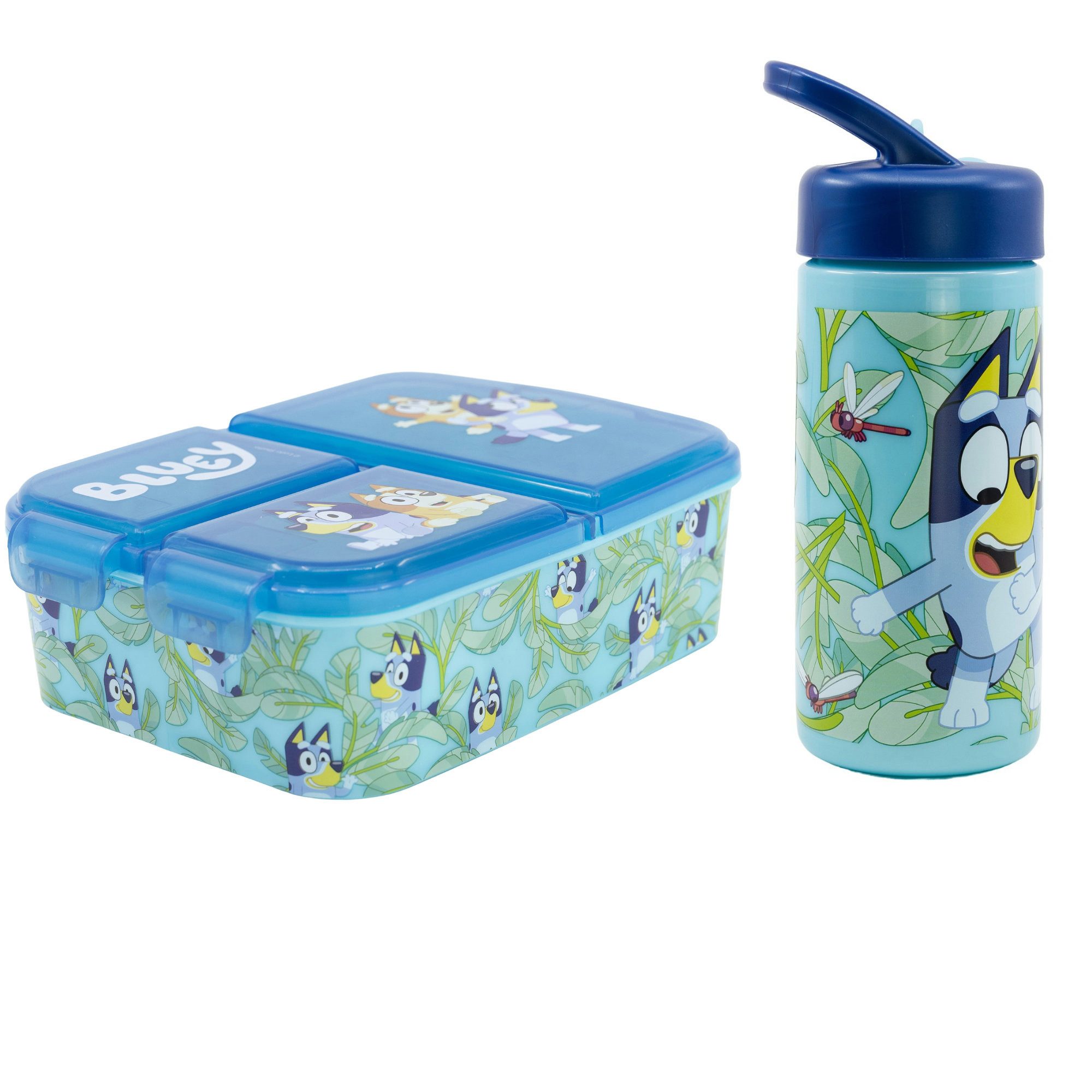 Bluey Lunchbox Bluey Bingo Kinder 2 teiliges Set 3 Kammern Brotdose Trinkflasche, (2-tlg., Spar-Set), 410 mml
