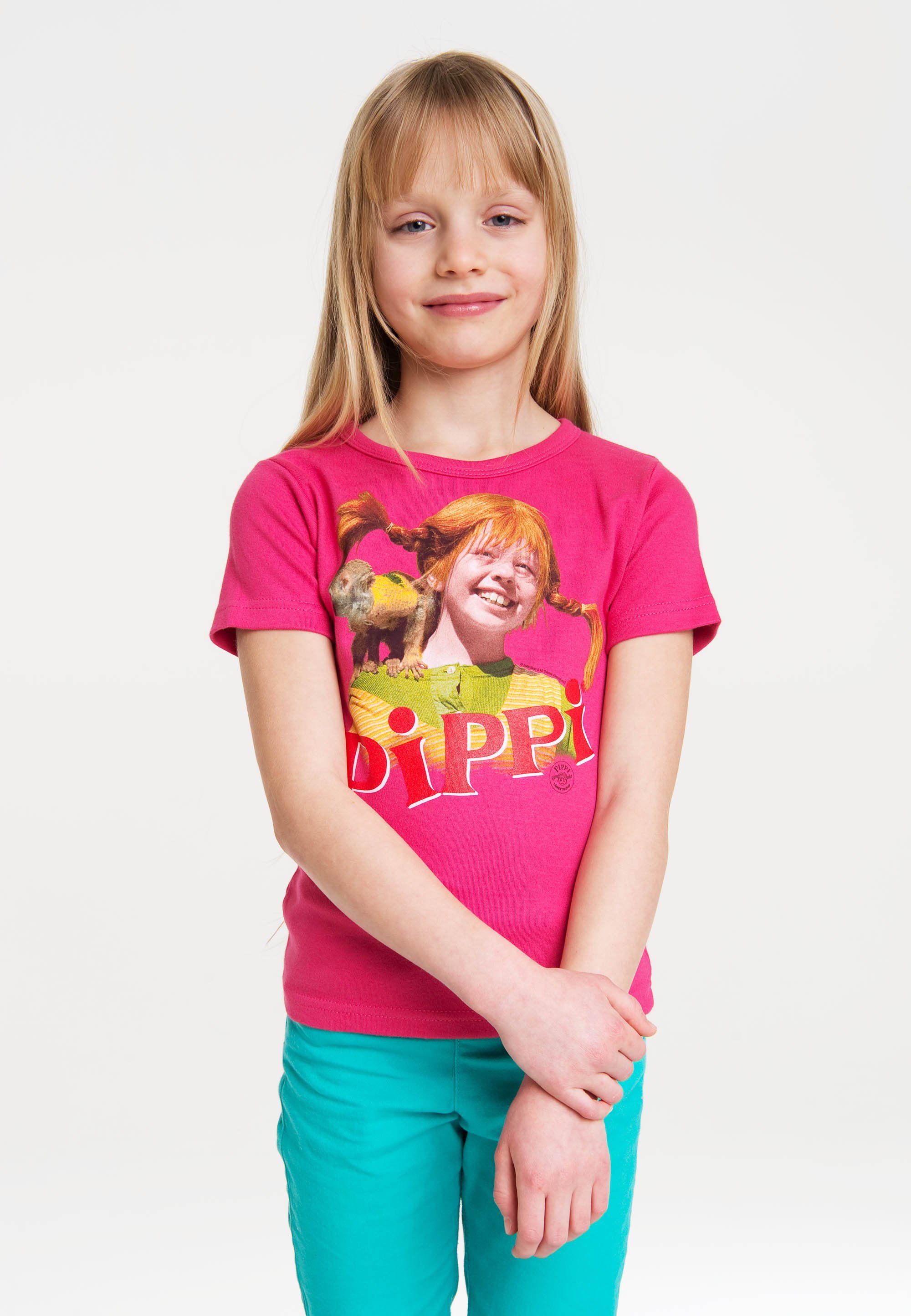 LOGOSHIRT T-Shirt Pippi Langstrumpf & Herr Nilsson mit Langstrumpf-Frontdruck rosa | T-Shirts