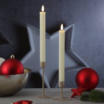 MARELIDA Kerzenhalter Stabkerzenhalter Kerzenständer Tafelkerzenhalter H: 7cm beige (1 St)