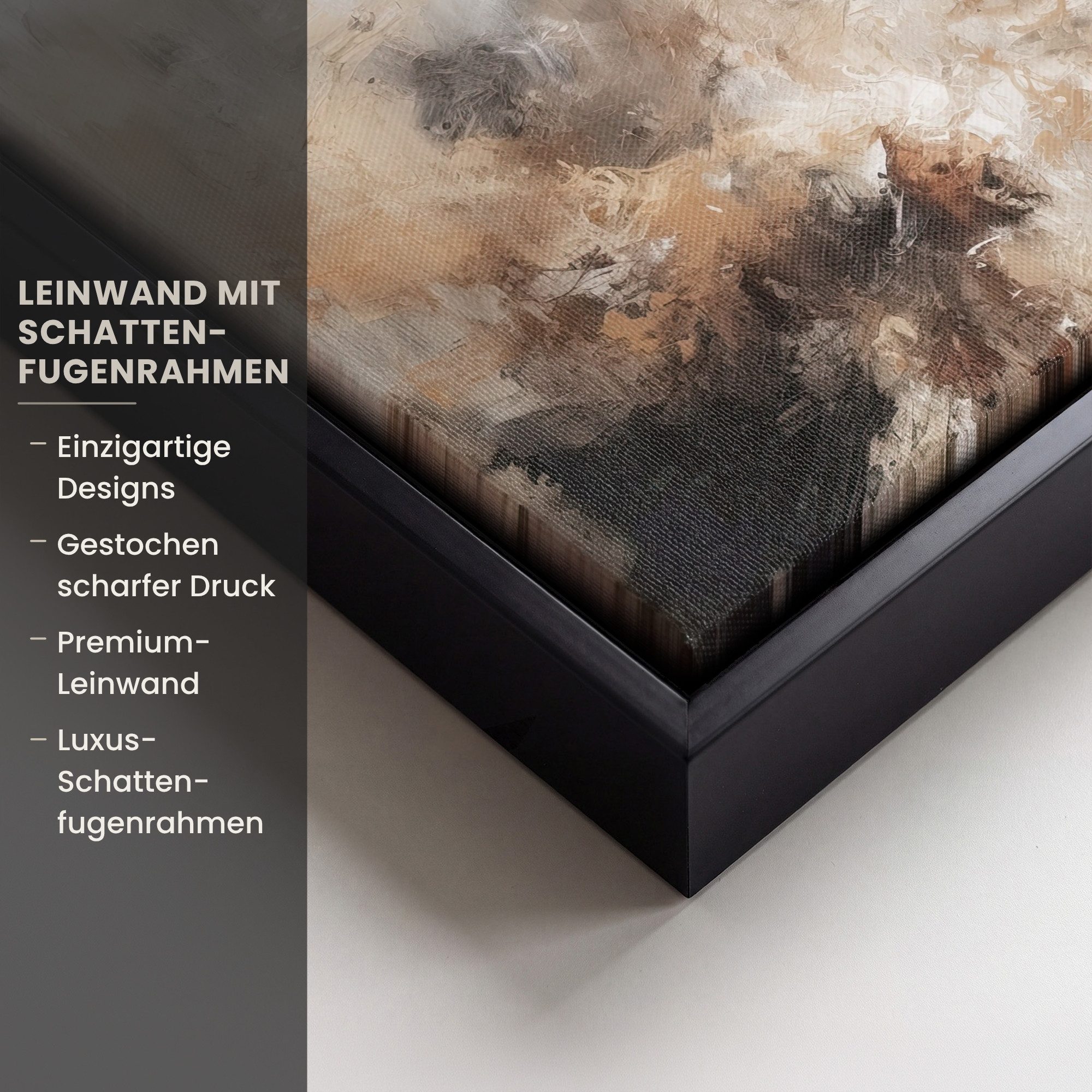 OneMillionCanvasses® Leinwandbild mit Rahmen - Farbe - Abstrakt - Beige - Kunst, Fotodruck (1 St), Leinwand Bilder Klein, Wand Dekoration Aesthetic 20x20cm – Bild 3 von 5