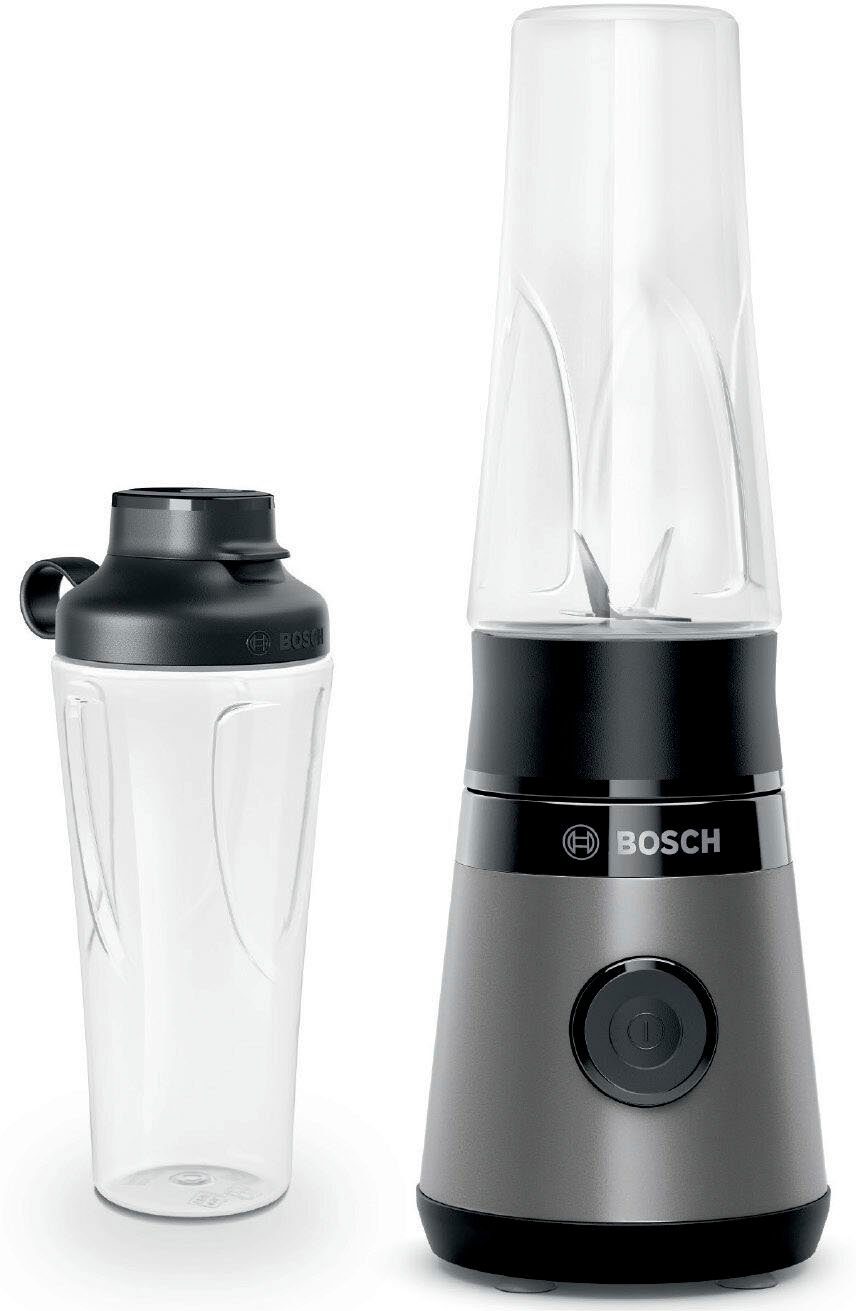BOSCH Настольные миксеры VitaPower Serie 2 MMB2111S, Mini-Mixer, 0,6l ToGo, 40.000 U/Min, grau, 450 W, ToGo Flasche aus Tritan, Trinkdeckel, 4 Klingen, Made in Europe