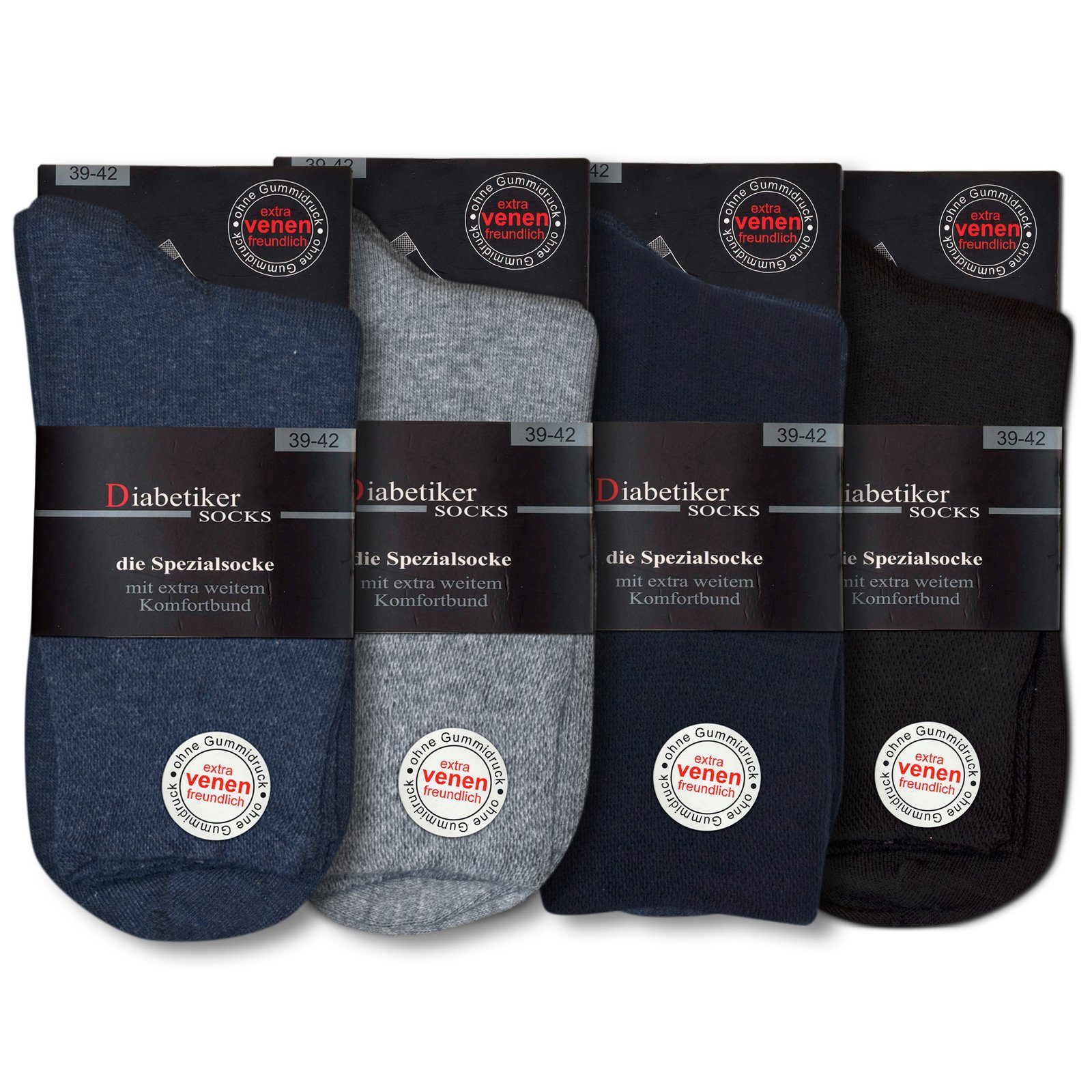 Die Sockenbude Diabetikersocken EXTRA garantiert VENENFREUDLICH 3-Paar, grau (Bund, Gummi schwarz) ohne blau