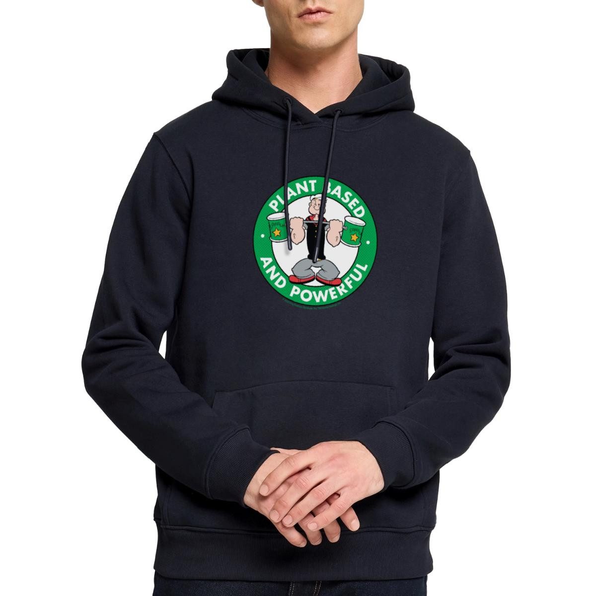 Spreadshirt Hoodie Popeye Logo Plant Based And Powerful Herren Premium Hoodie (1-tlg)