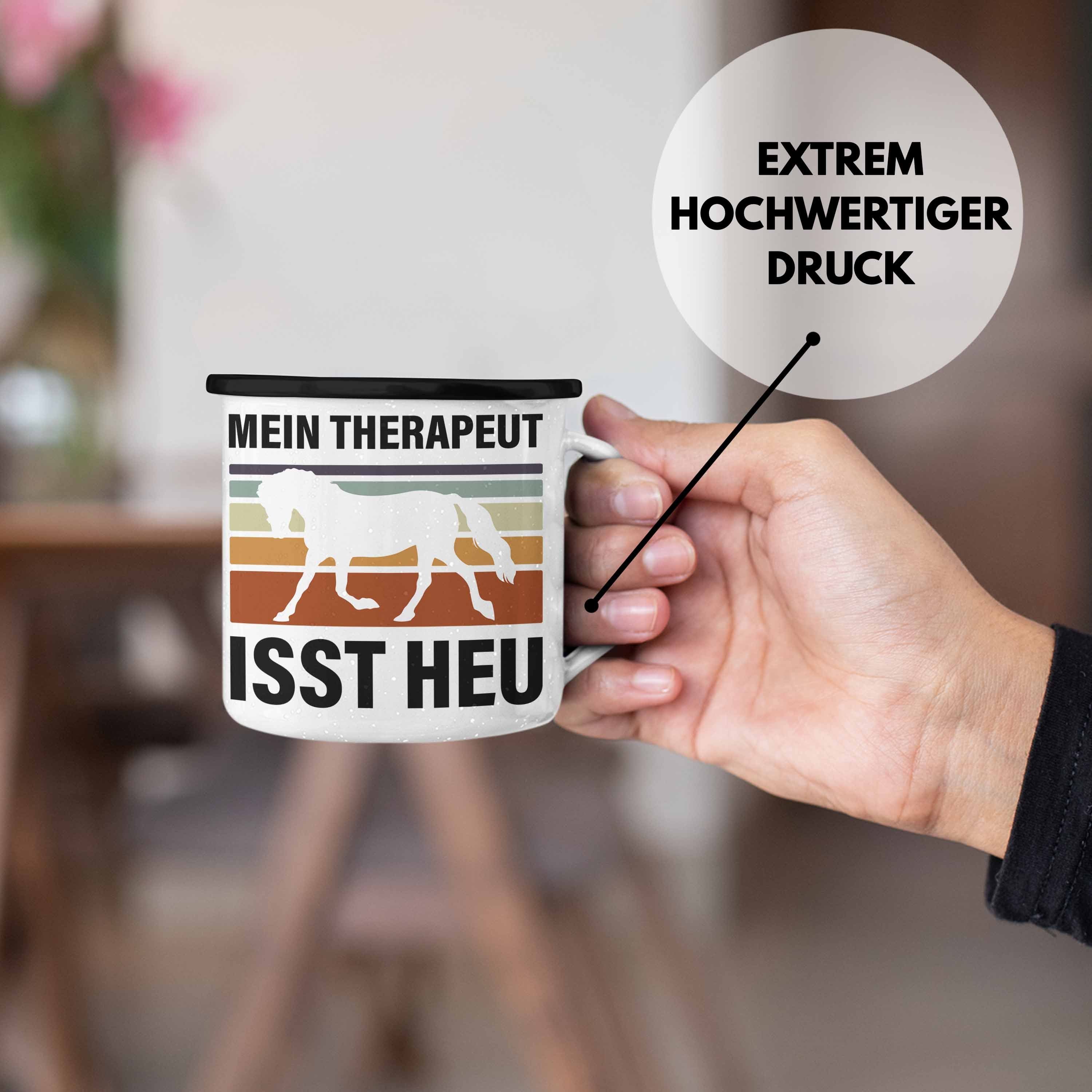 Reiterin Trendation Trendation Geschenk Isst Pferdeliebhaber Schwarz Heu Thermotasse Mein Emaille Geschenke Pferde Tasse Therapeut Pferde - Mädchen Lustig