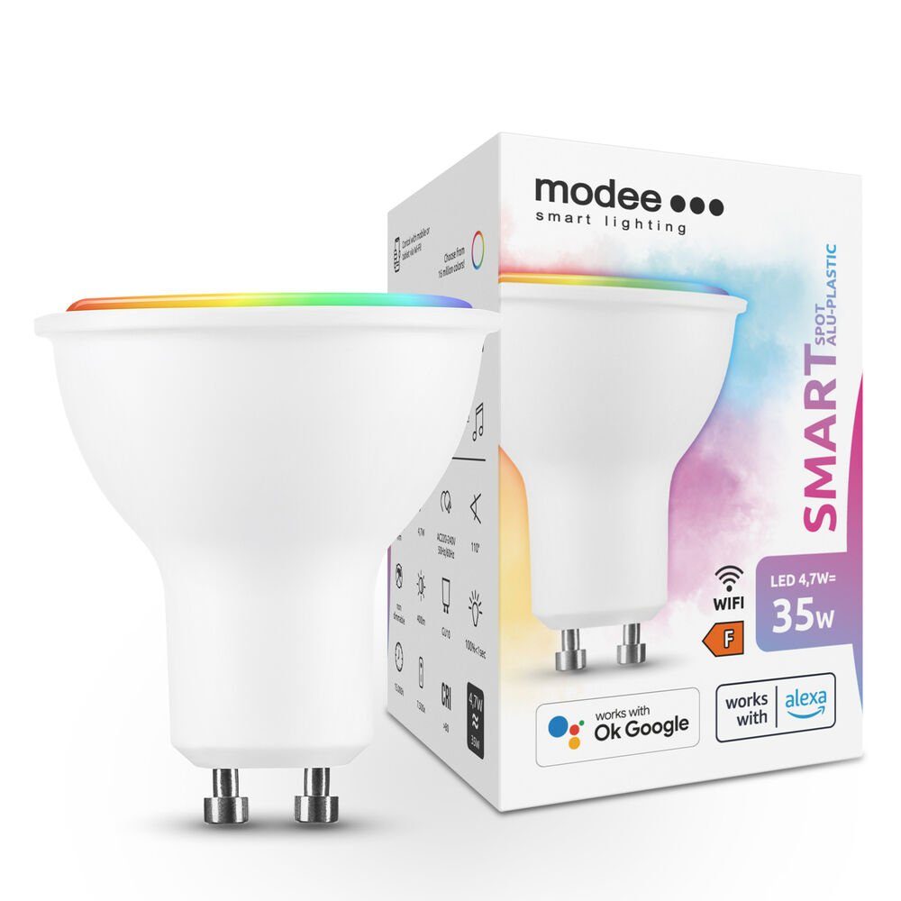 Modee Smart Lighting Home Wi-Fi) lumen Assistant (Tuya kompatibel W Alexa LED-Leuchtmittel Google 4,7W Smart 400 4,7 RGBW LED RGB-W, Strahl, GU10 und Leuchtmittel