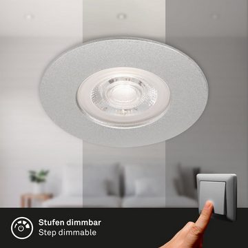 Briloner Leuchten LED Einbauleuchte 7036-034, LED fest verbaut, Warmweiß, 3er Set, ultraflach, dimmbar in Stufen, Memory, IP44, chrom-matt