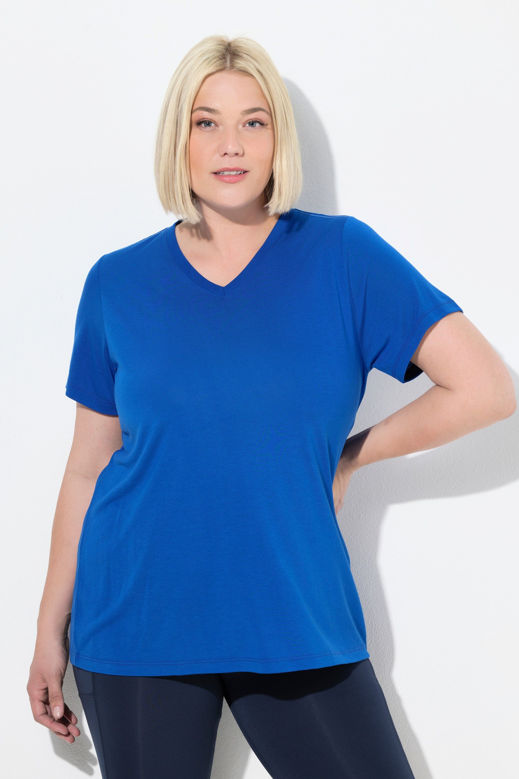 Ulla Popken T-Shirt Funktionsshirt antibakteriell V-Ausschnitt günstig online kaufen