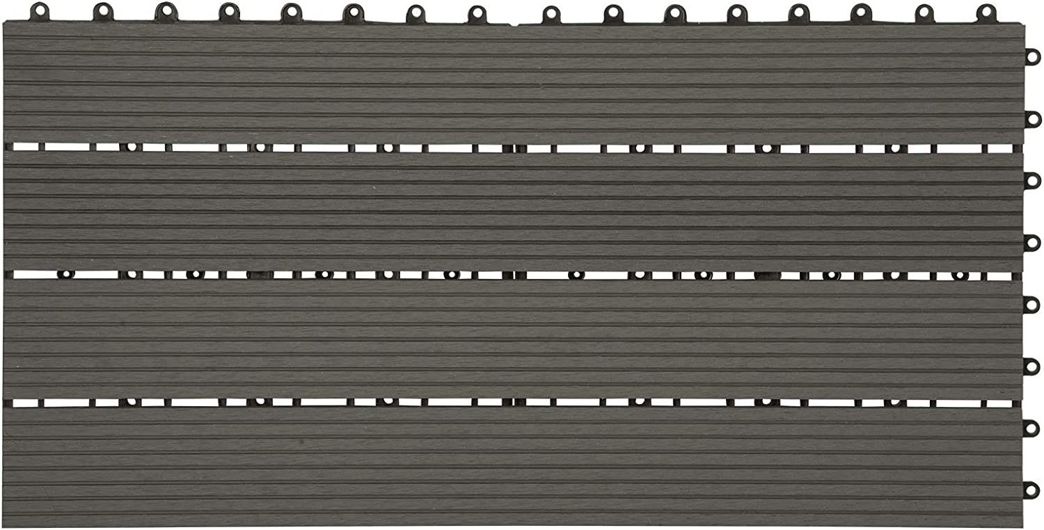 Woltu Klickfliese St., Holz-Optik 30x60cm, 6 Grau WPC-Fliesen, Terrassendielen