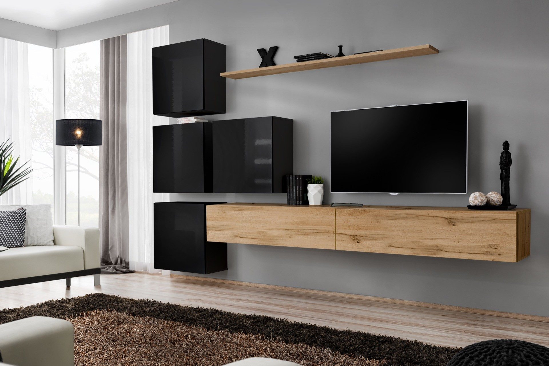 Xlmoebel Wohnwand Holzmöbel TV-Ständer Regal Komplett Garnitur Set Luxus, (7-St), Made in Europa