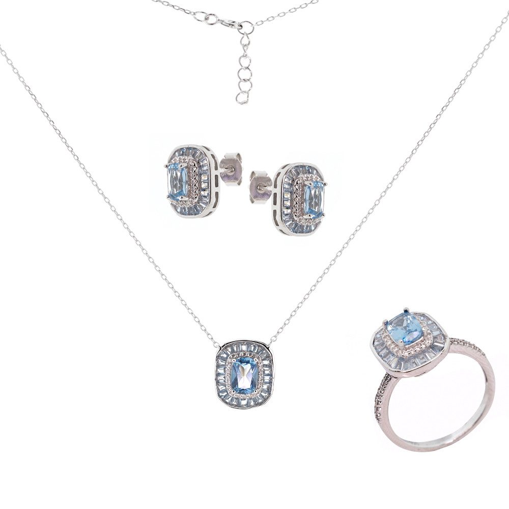 Schmuckset Ohrstecker + Halskette mit Anhänger + Damenring