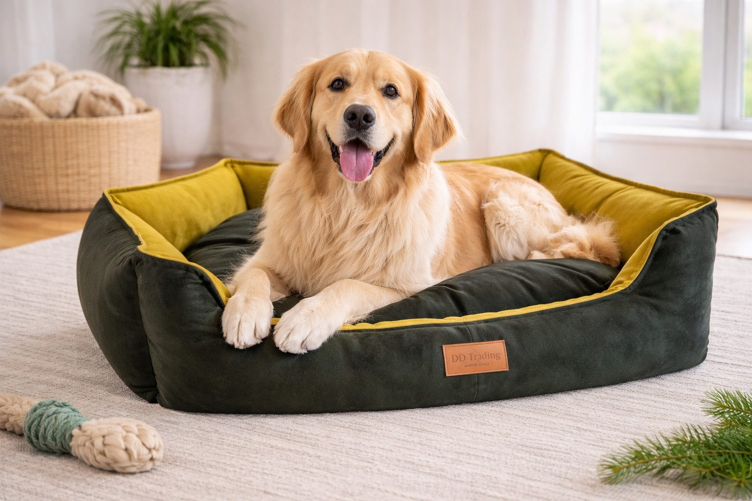 DDOnlineShop Hundebett Premium Hochwertiges Tierbett 100% Polyester, 100% Polyester, mit Beidseitig verwendbare Kissen