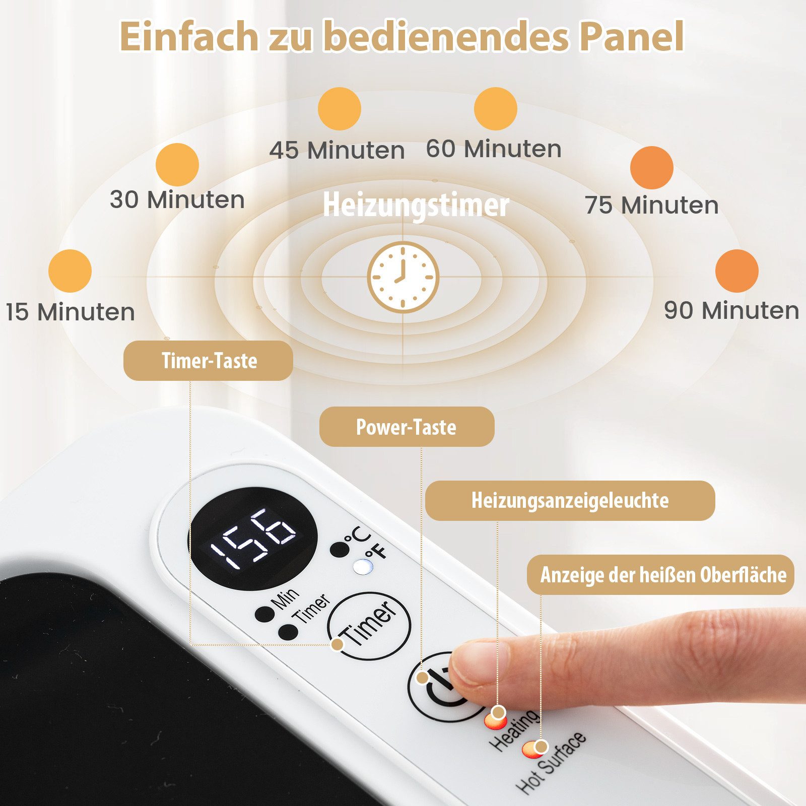 COSTWAY Badheizkörper, elektrisch, Handtuchkorb 125 °C mit Timer, Thermostat