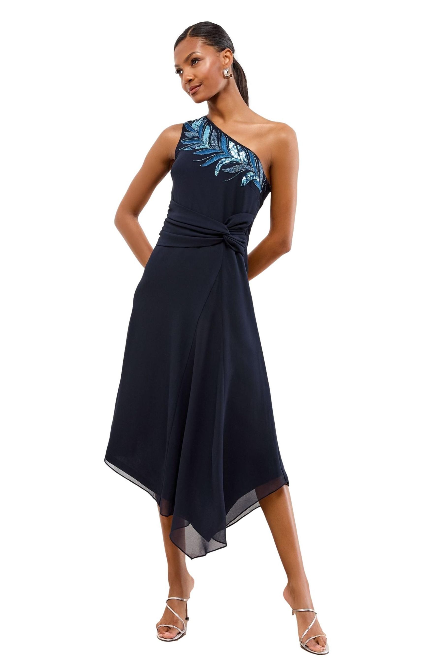 LIPSY Midikleid Lipsy Verziertes One-Shoulder-Midikleid (1-tlg)