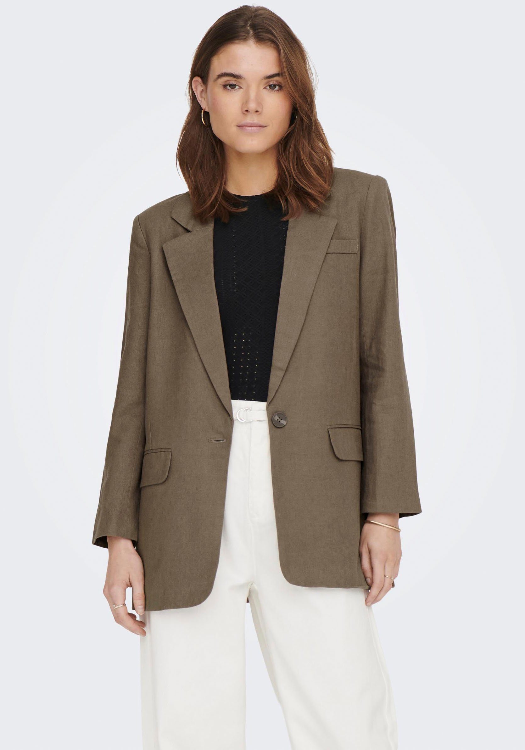 Brown OVS Lentil L/S Leinen TLR BLAZER LIN NOOS ONLY mit ONLCARO-LANA Longblazer