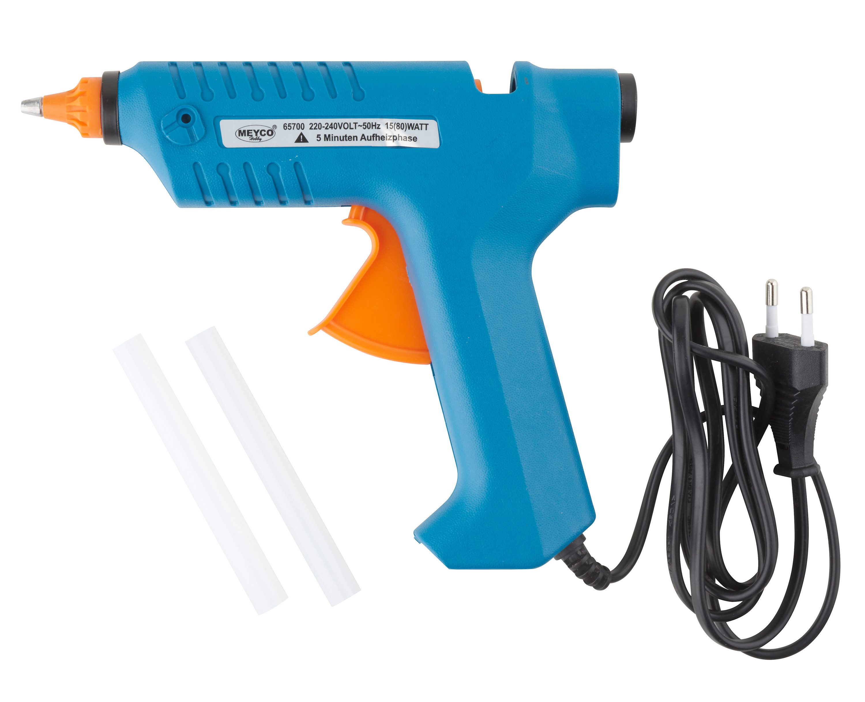MEYCO Hobby Heißklebepistole ignore, 15-80 Watt, inkl. 2 Klebestifte