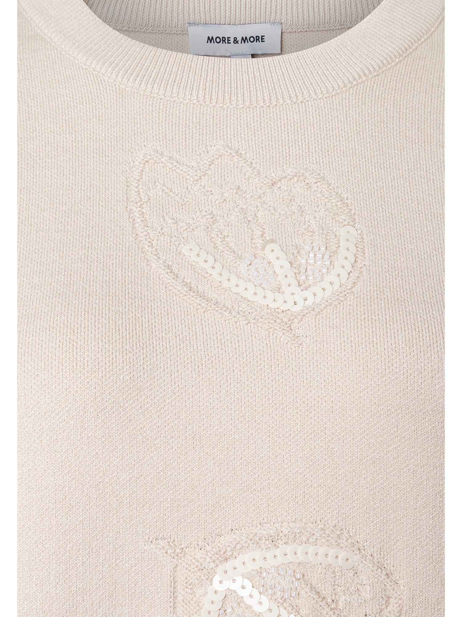 MORE&MORE Rundhalspullover stylisher Feinstrickpullover, Pailletten