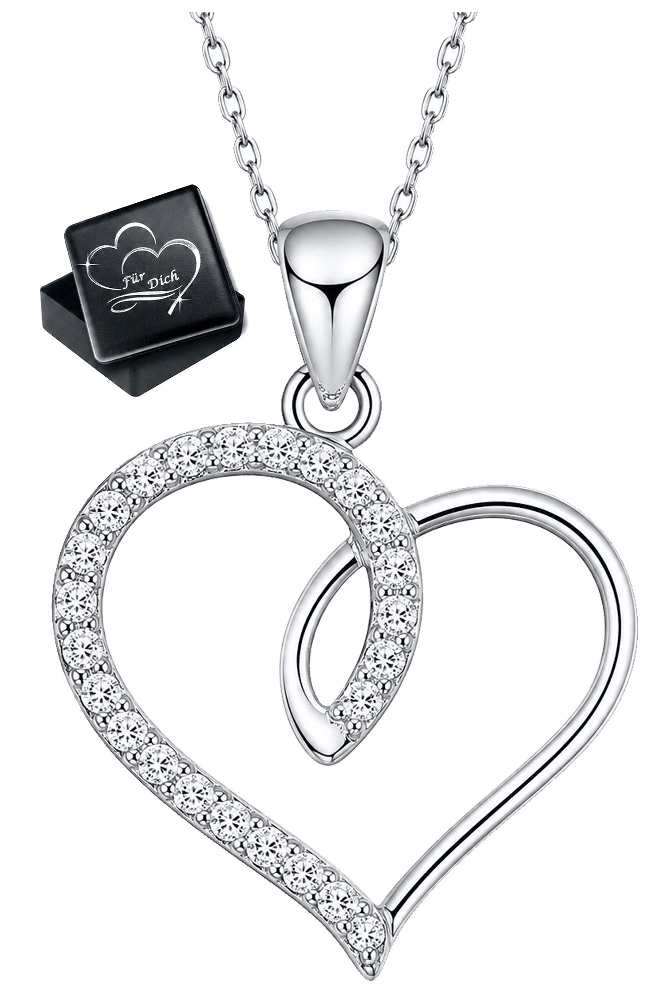 Limana Kette mit Anhänger feine Herzkette Damen 925 Silber – Schmuck als Zeichen der Liebe (Geschenk, inkl. Dose), Geburtstag Jahrestag Hochzeitstag Weihnachten Muttertag Valentinstag