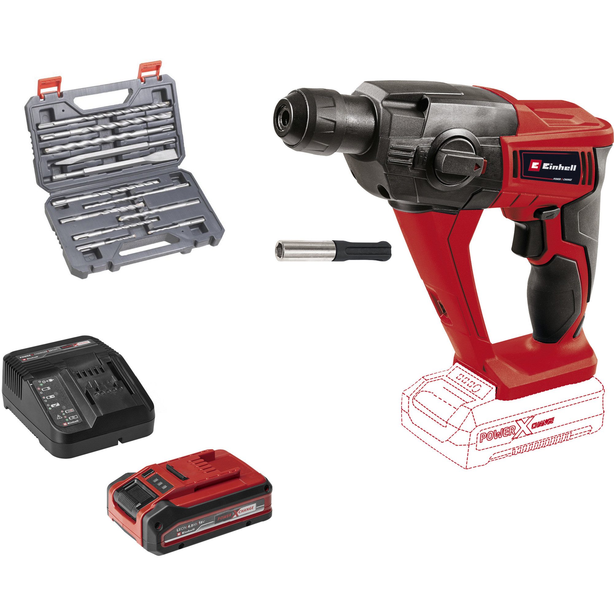 Einhell Bohrmaschine EINHELL Power X-Change Akku-Bohrhammer TE-HD 18