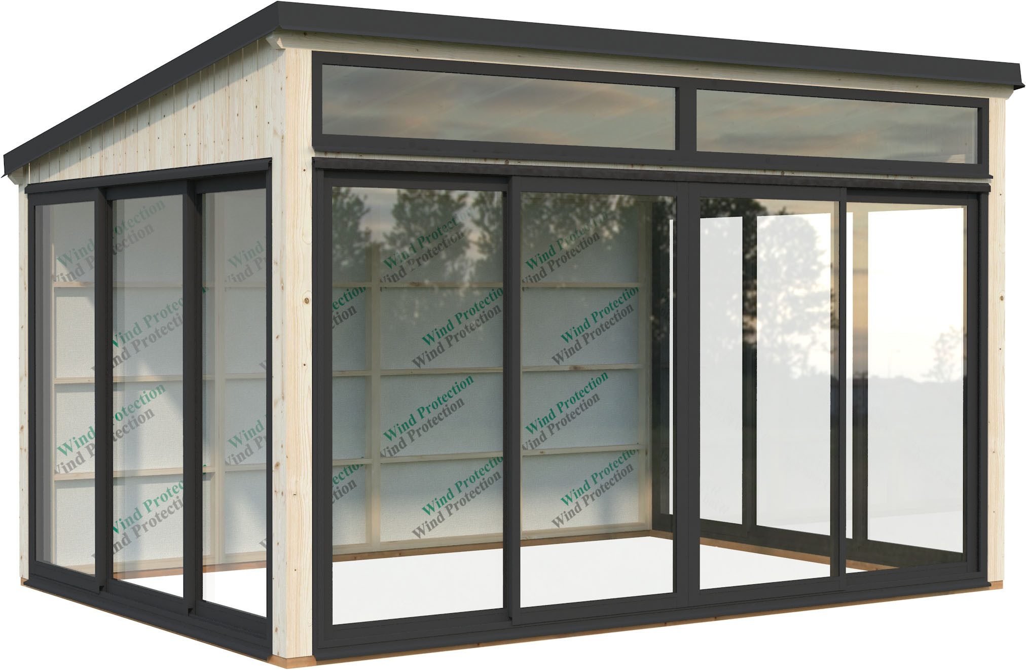 Palmako Holzpavillon Saga 11,6 m² Slide Plus, (Set), BxTxH: 430x307x273 cm