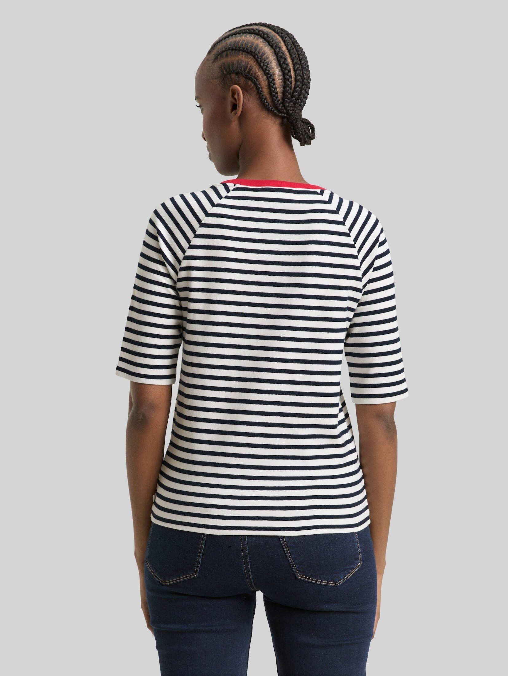 TOM TAILOR Denim T-Shirt T-Shirt (im Einserpack) T-Shirt mit Streifenmuster