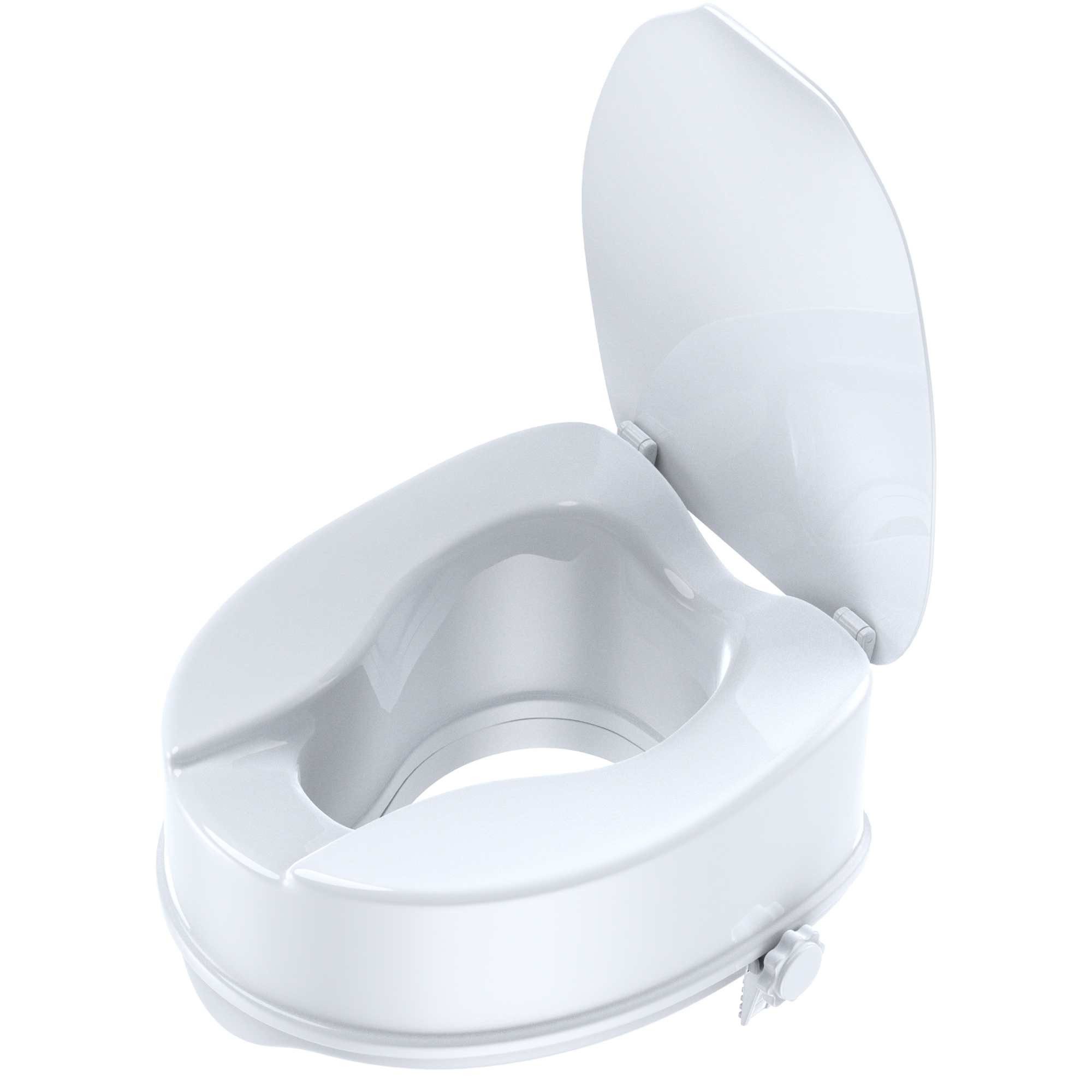 BBWL Toiletten-Stuhl Toilettensitzerhöhung 12/15 cm höhenwahl WC-Sitzerhöhung bis 180 kg, mit rutschfester Befestigung, ergonomischem Sitz & Hygieneöffnung