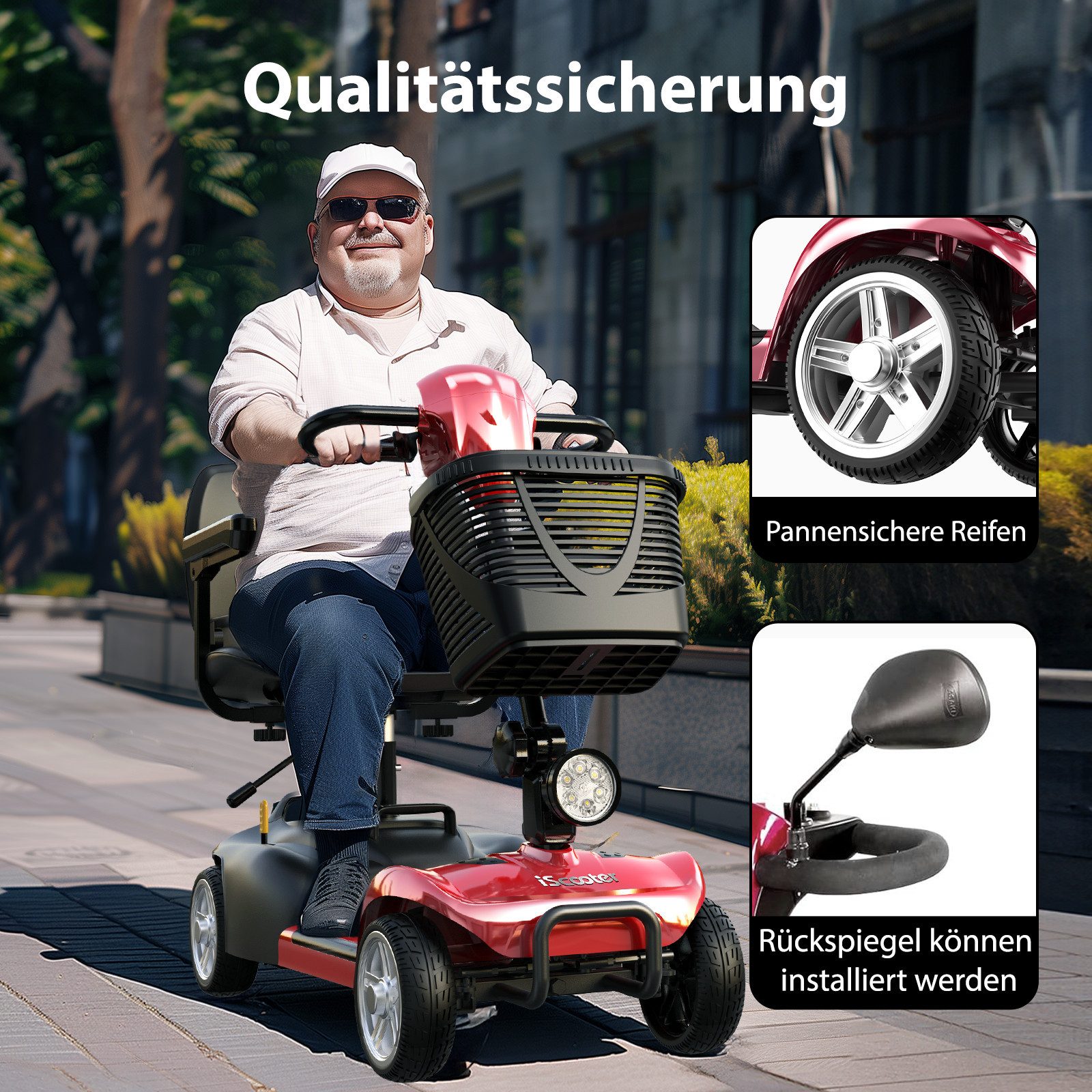 iscooter Elektromobil Seniorenmobil E-Scooter 4-Rad Elektroroller, Seniorenmobil bis 20KM Reichweite