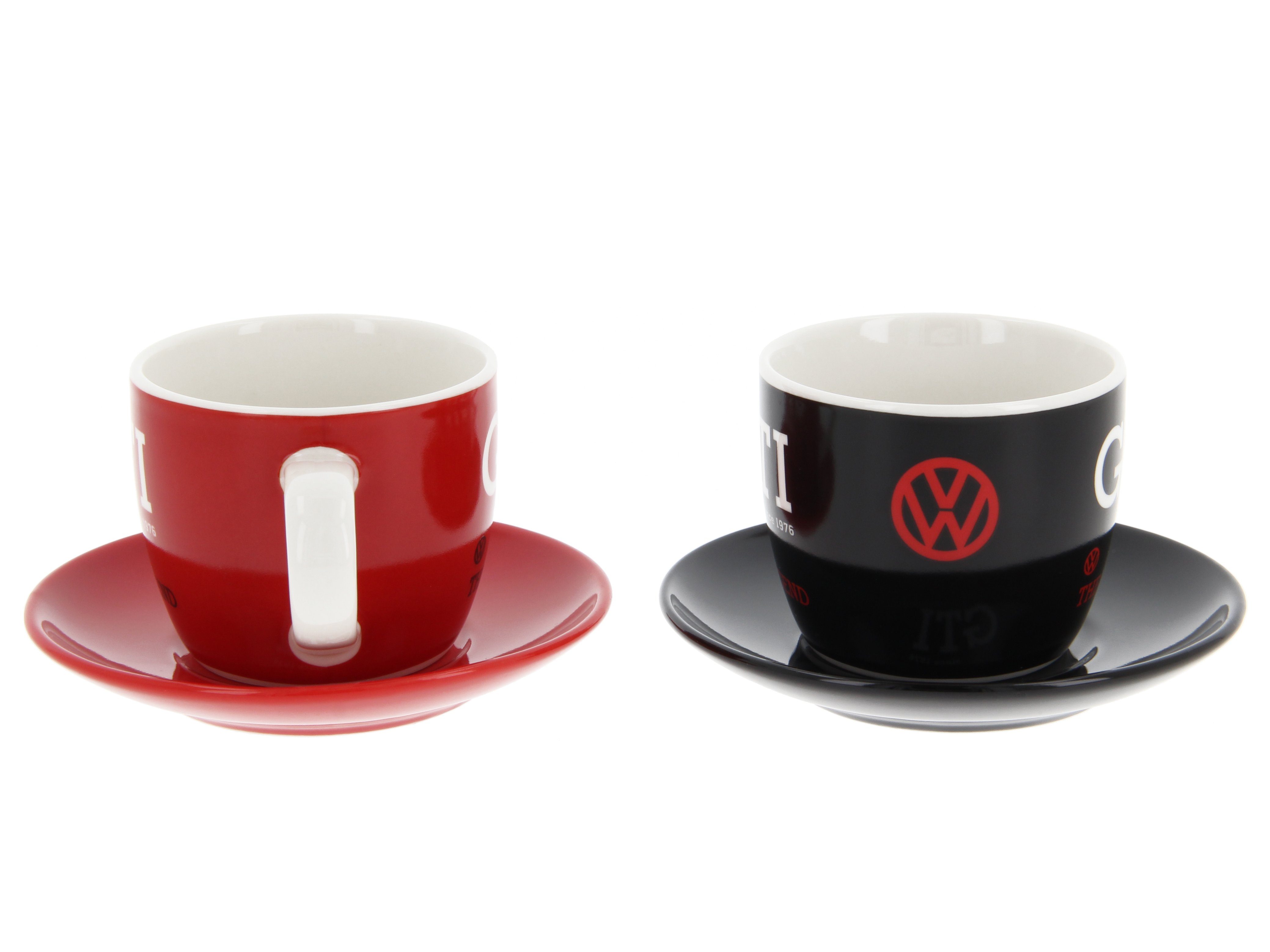 Rot Design Becher kleine Espresso GTI Collection Schwarz, Untertassen, by & VW Keramik mit Bone Kaffeetasse, in BRISA Volkswagen China, New 2er 100ml Espressotasse Set,