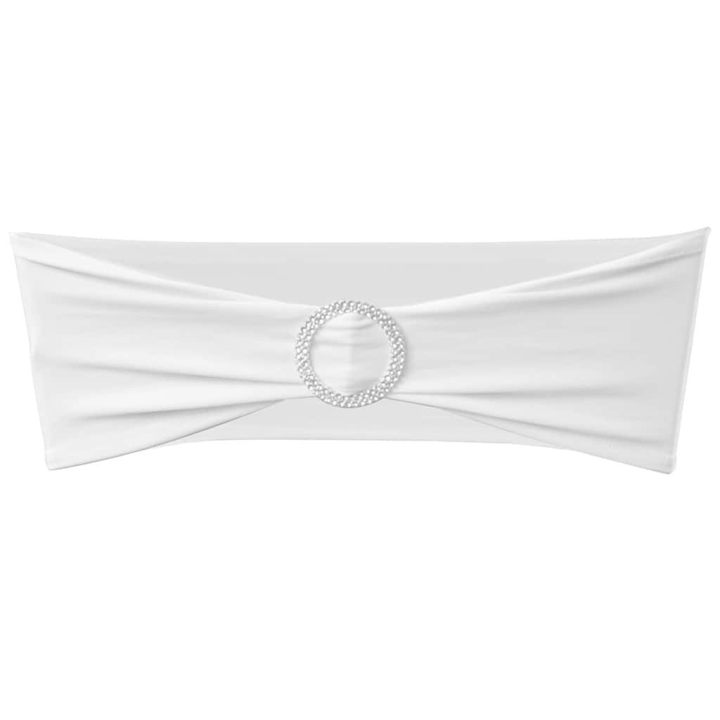 Hussen-Set 25 x Stuhlschleifen Stretch Schleifenbänder + Diamant Schnalle weiß