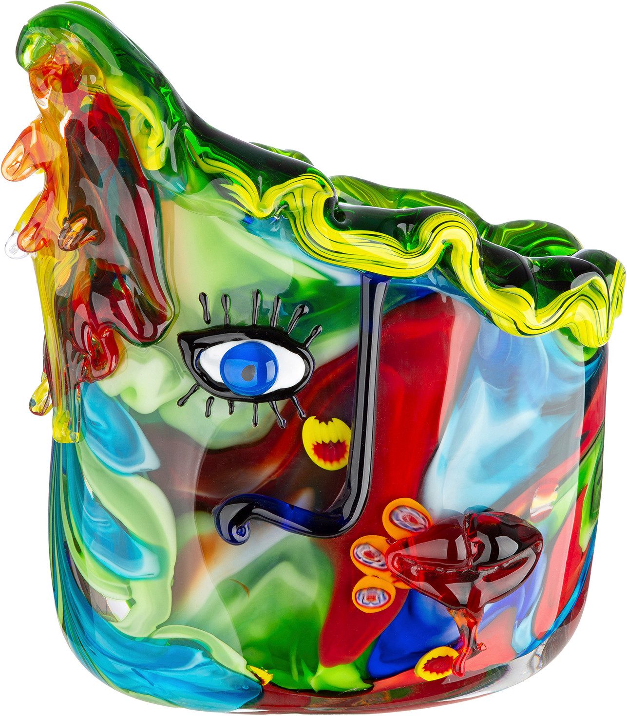 GILDE Tischvase Gesichtsvase Larissa mehrfarbig H. 29 cm (1 St), Gesichtsvase, Glas, Blumenvase, künstlerisch, modern, Geschenkidee