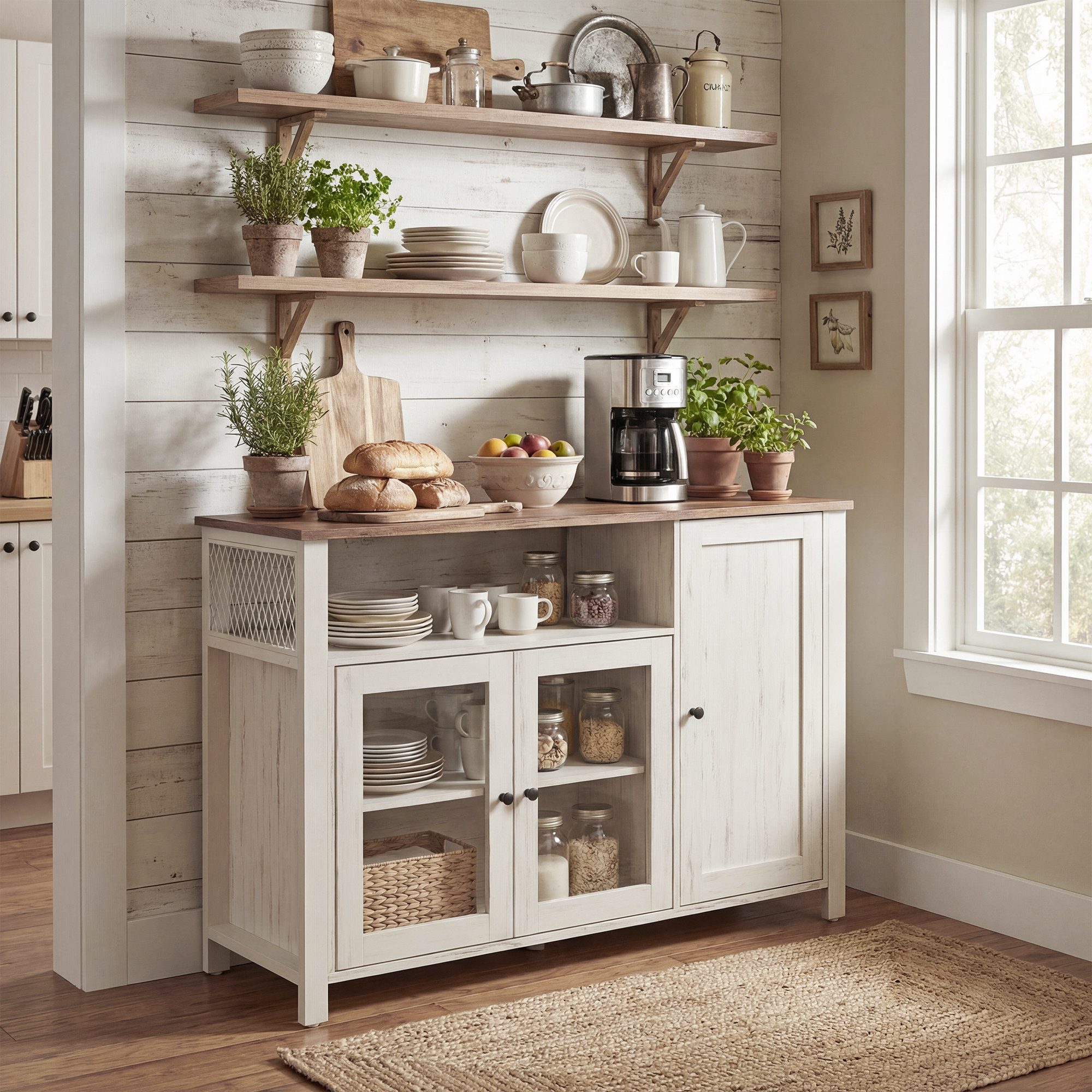 VASAGLE Buffet Küchenschrank Kommode, 110 x 33 x 75 cm, mit 3 Türen günstig online kaufen