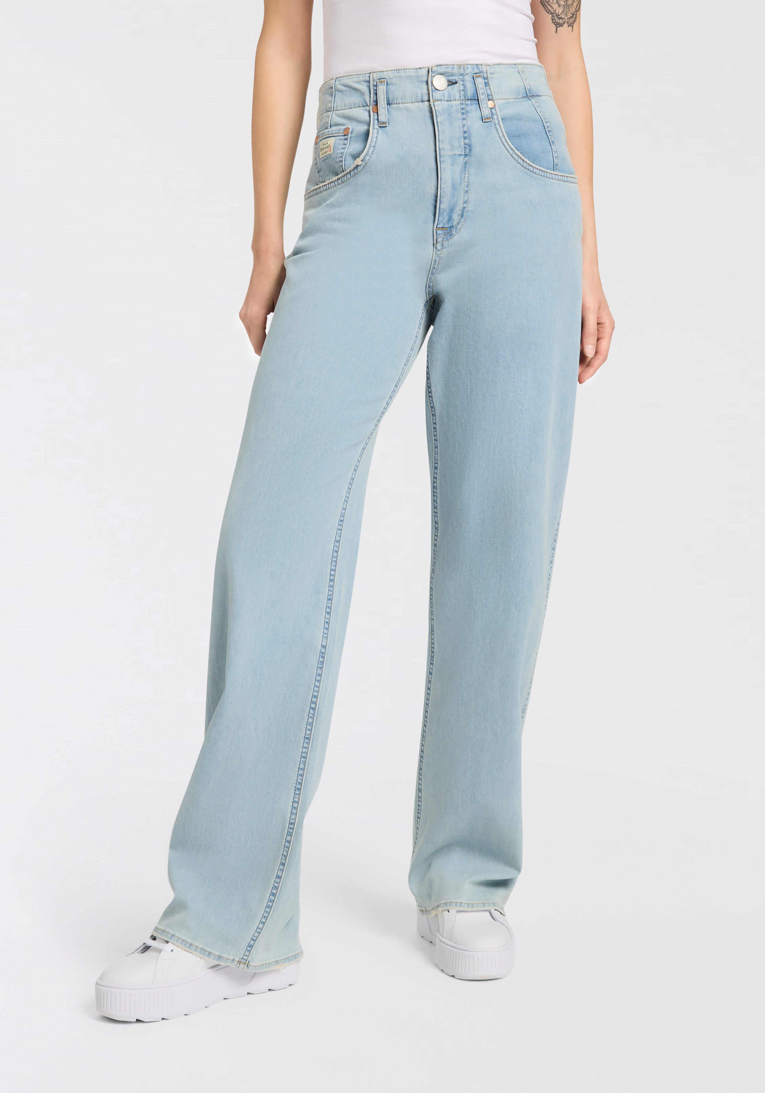 Herrlicher High-waist-Jeans Baggy Straight Recycled Denim günstig online kaufen