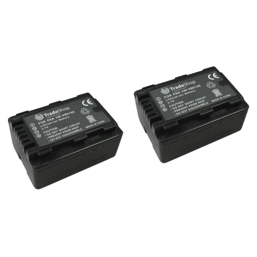 Trade-Shop 2x Akku passend für Panasonic VW-VBK180K VW-VBK180E VW-VBK180PP Kamera-Akku Li-Ion 1800 mAh (3,7 V)
