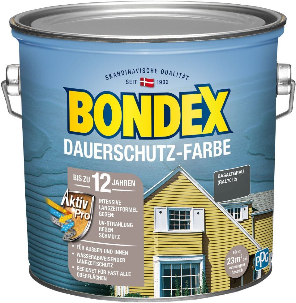 Bondex Holzschutzlasur Bondex Dauerschutzfarbe 2,5 L basaltgrau
