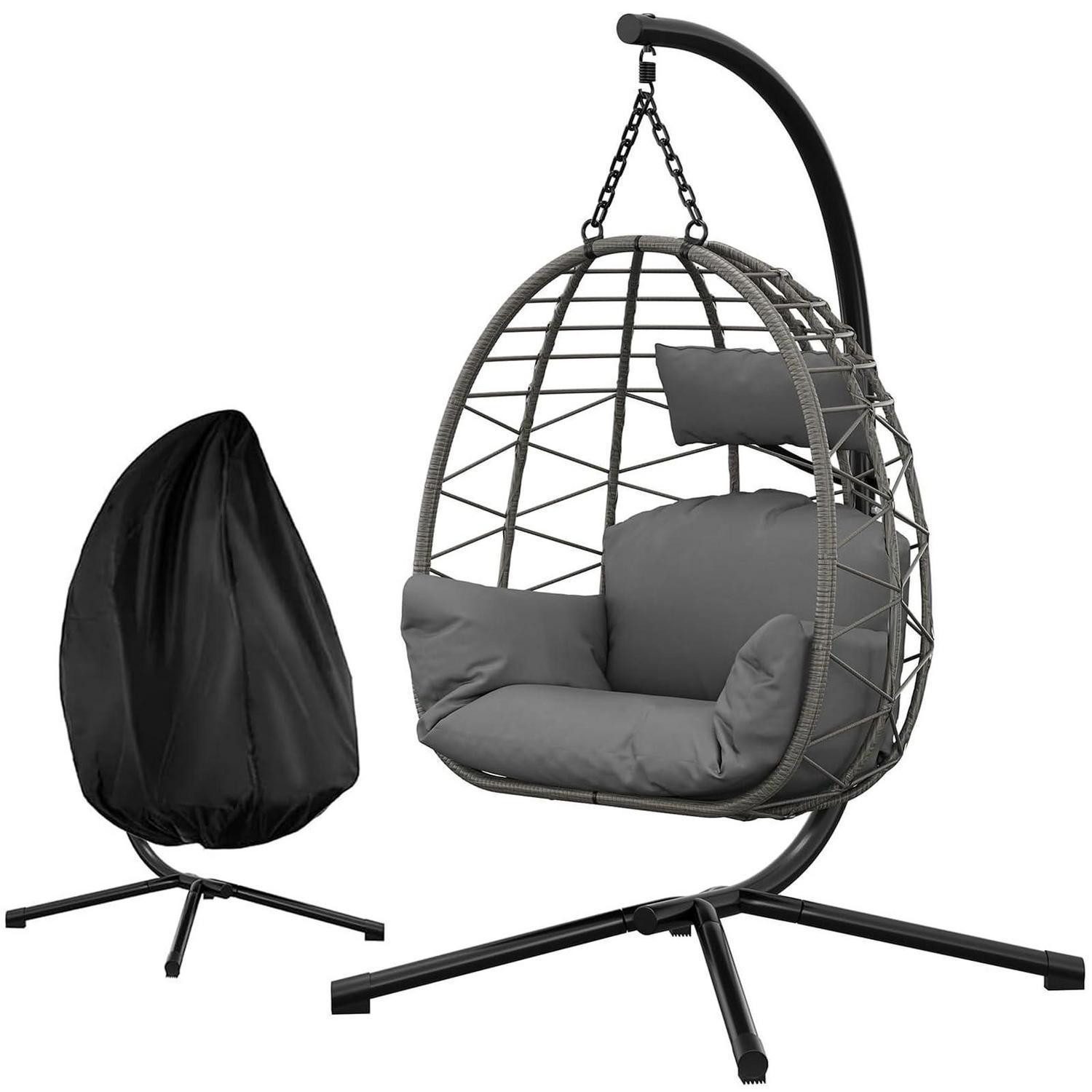Hängesessel Hängesessel mit Gestell, PE Rattan, wetterfest, bis 150 kg